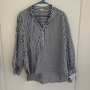 GAP Black and White Striped Blouse